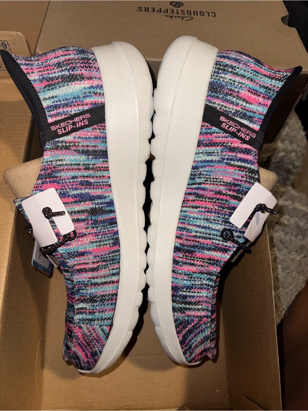 Skechers Multicolor Knit Slip-On Sneakers with Pink and Blue Accents - Picture 4 of 8
